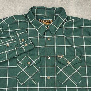 DIXXON The Rim Flannel Mens Green Plaid Rugged Button Up Long Sleeve Shirt XL